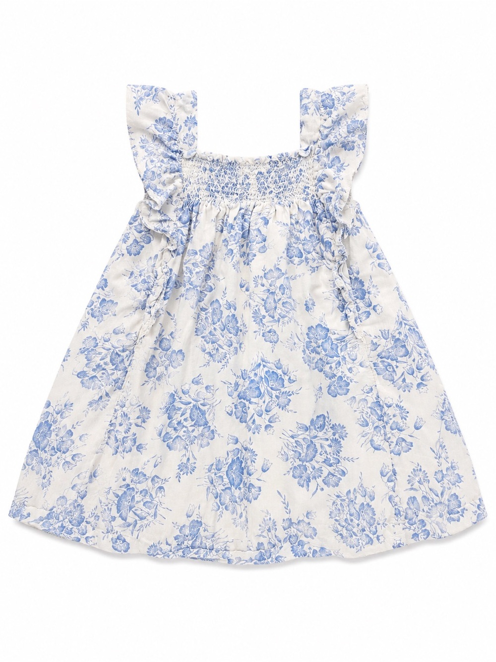 Polo by Ralph Lauren White Dress with Blue Floral Print - Girls